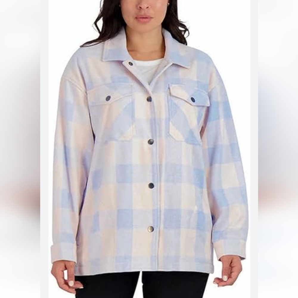 HFX Women's Shacket Blue and White Size M